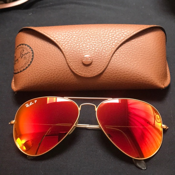 ray ban aviator orange flash polarized